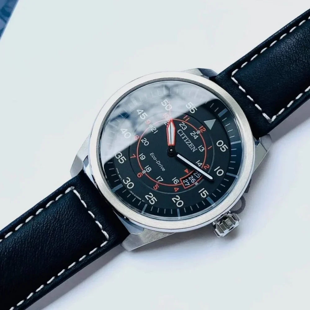 Citizen Men's Black Dial Leather Band Watch